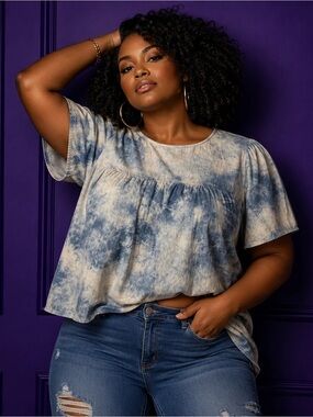 Old Navy Blue Tie-Dye Blouse